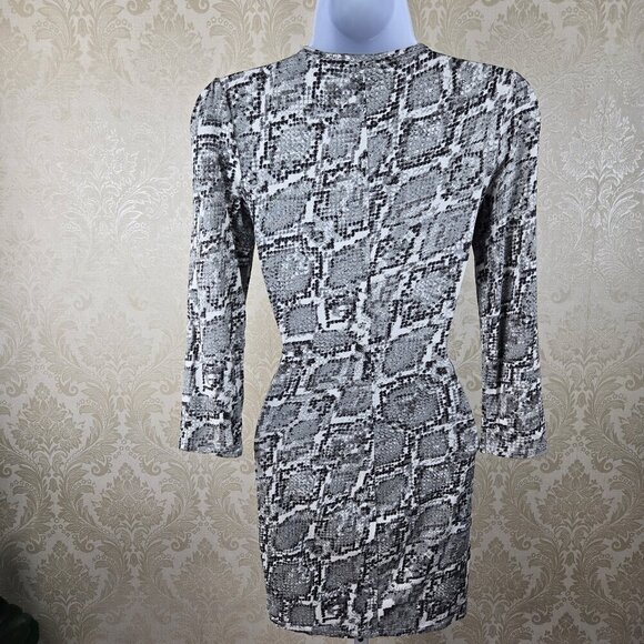 Armani Exchange Size Small Neutral Toned Snakeprint Dress 3/4 Sleeve V-neck - Picture 5 of 8